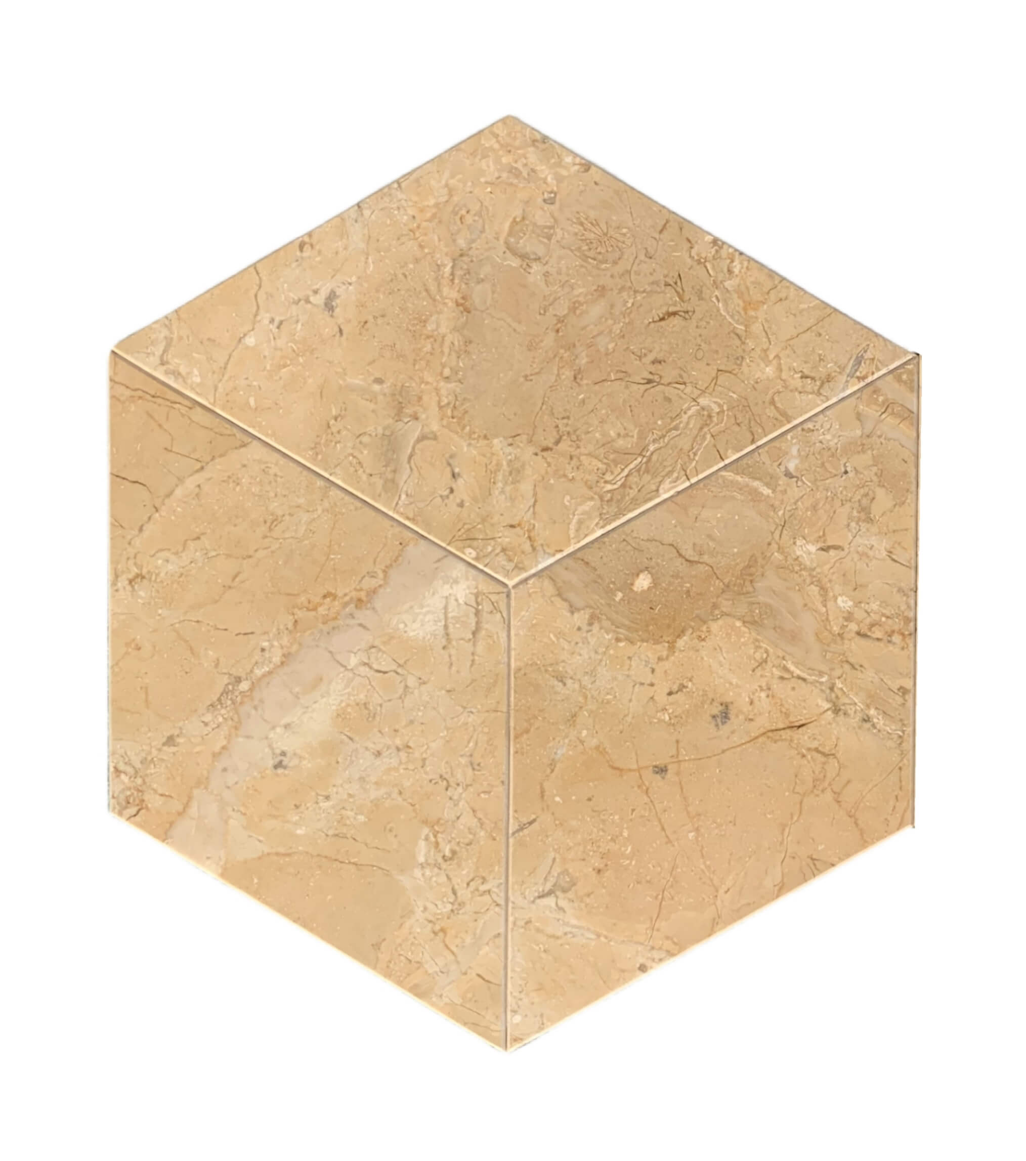 Amber Gold Natural Marble 3D Cube Hexagon Tile - 11.4