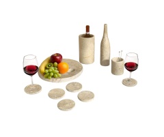 Amber Gold Natural Marble 10-Piece Honed Dining and Tabletop Accessories Set