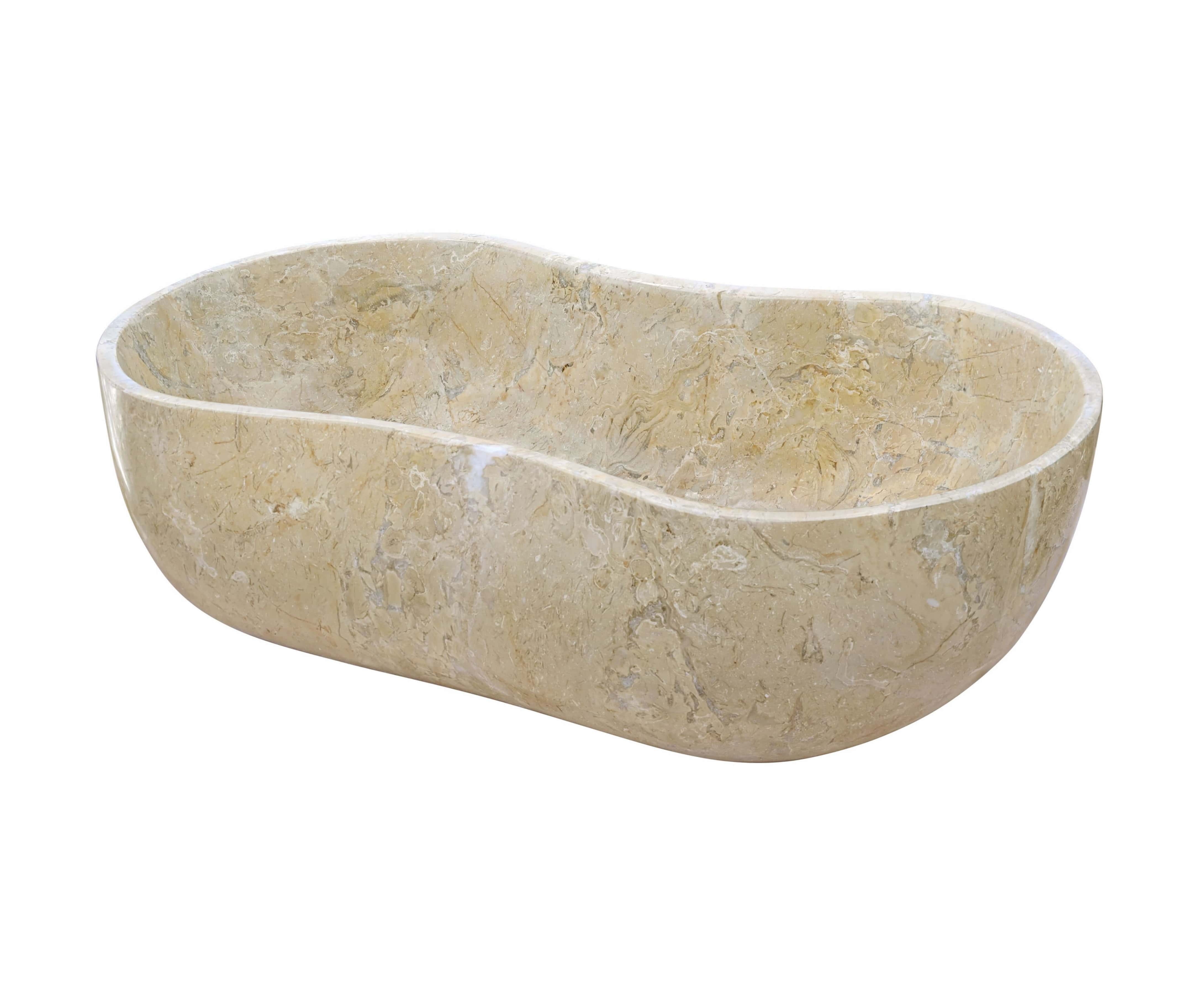 Amber Gold marble Wave vessel sink at three-quarter view, polished surface with fossil-like mineral patterns.