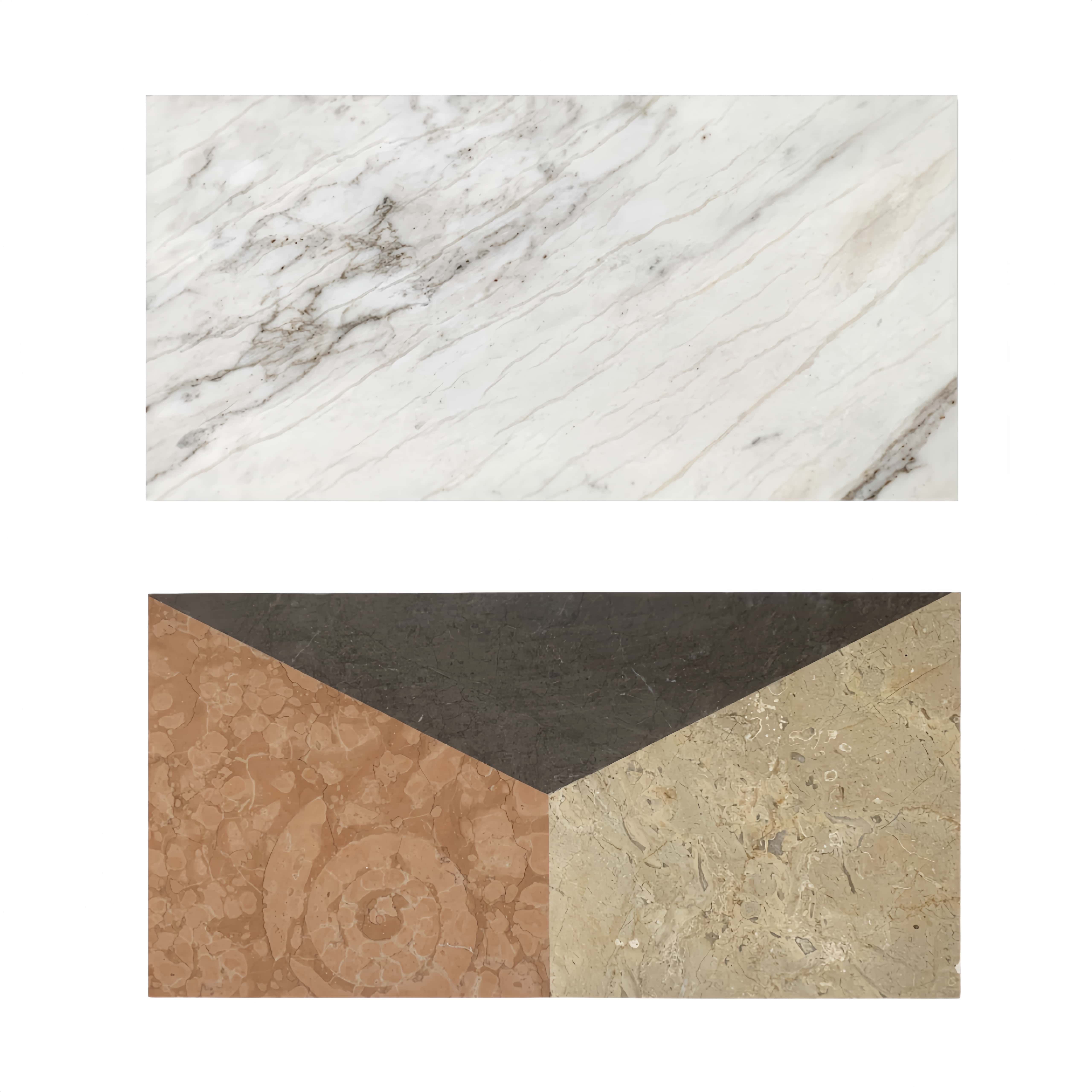 12x24 Multi-Color Waterjet Marble Tile Set - Polished Geometric Natural Stone (4 Pcs / 8 Sq. Ft. Box)