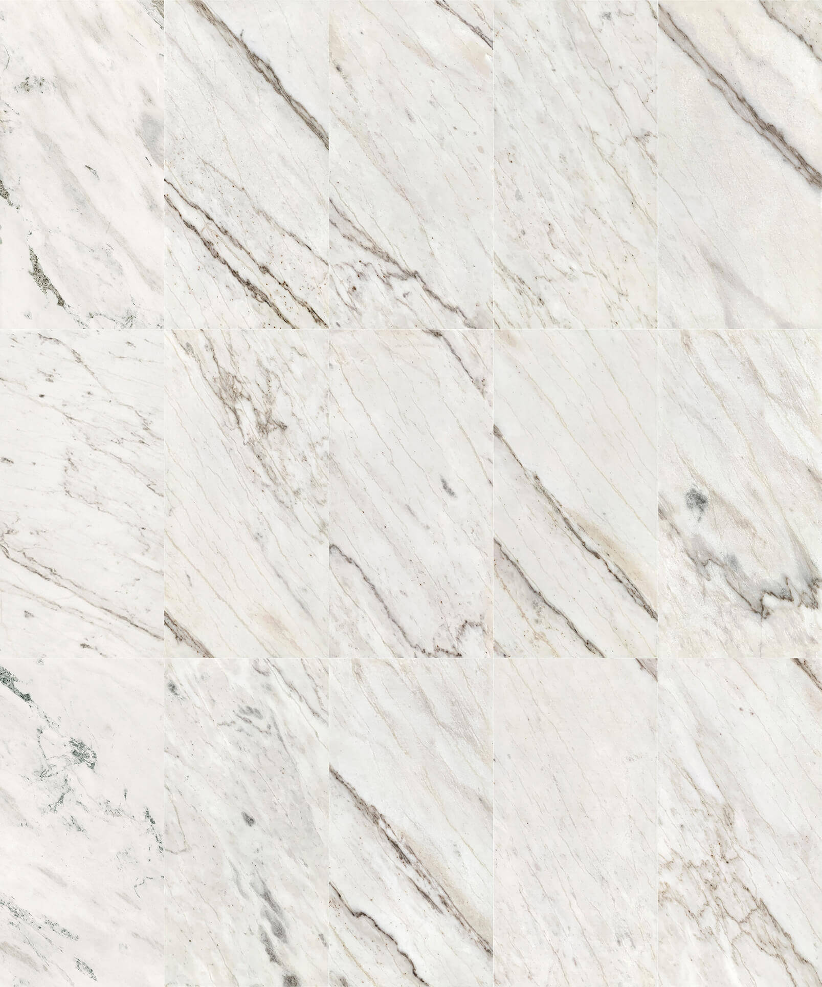 Layout pattern of Snow Mountain white marble tiles, ideal for a bright white stone fireplace wall or luxury living room.