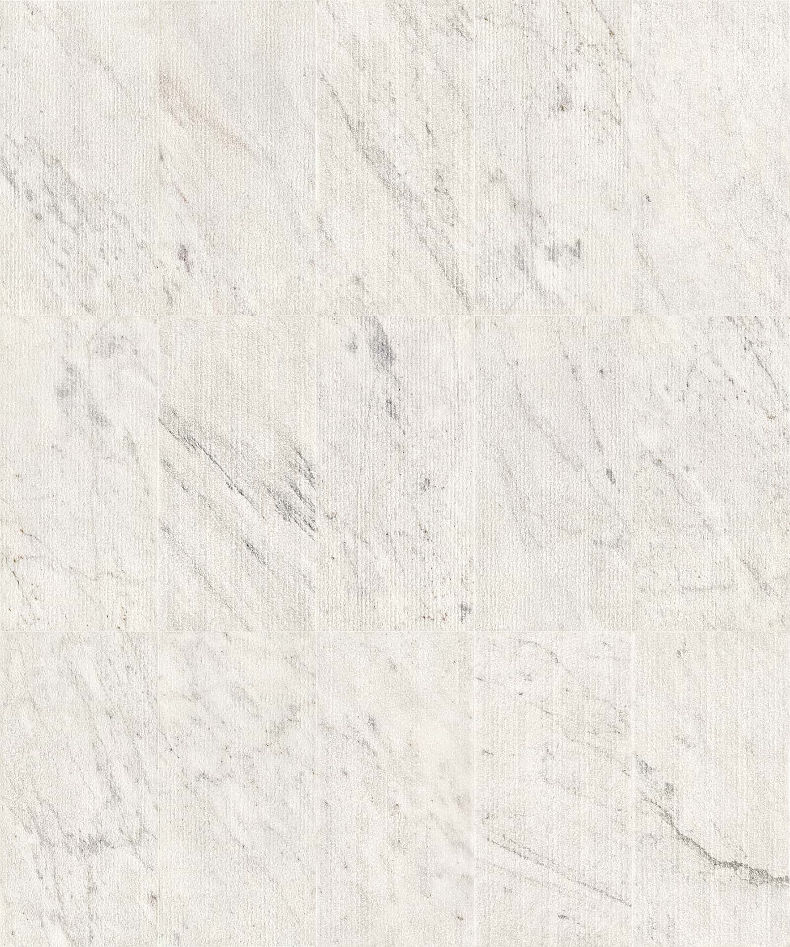 Seamless multi-tile layout pattern of Snow Mountain White FS textured marble with natural veining for feature walls.