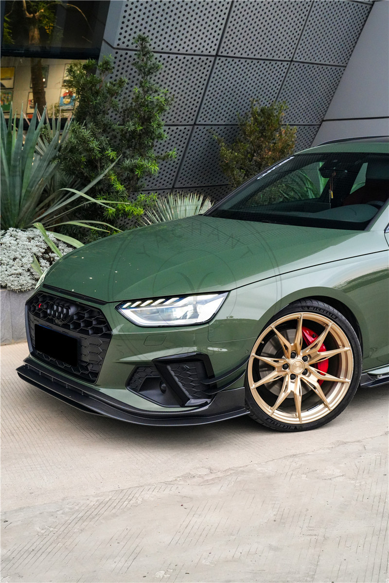 BKSS Style Carbon Fiber Front Bumper Canards for 2020-2025 Audi S4 Avant B9.5 Avant