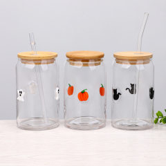 Iconic Drinking Beer Can Glass Tumbler with Bamboo Lid and Straw,Wholesale Glassware & Custom Candle Jar Manufacturer | Ruixin Glass,Iconic Drinking Beer Can Glass Tumbler with Bamboo Lid and Straw