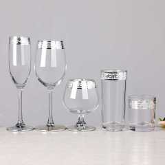 Luxury Silver Band Rim Greek Key Design Champagne Flute Brandy Highball Whiskey Wine Glass Drinkware Set Home Bar Barware,Wholesale Glassware & Custom Candle Jar Manufacturer | Ruixin Glass,Luxury Silver Band Rim Greek Key Design Champagne Flute Brandy Highball Whiskey Wine Glass Drinkware Set Home Bar Barware