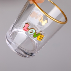 Ready to Ship Gold Rim 3D Enamel Raised Design Barware Cocktail Water Highball Drinking Glass Tumbler Cup for Gift,Wholesale Glassware & Custom Candle Jar Manufacturer | Ruixin Glass,Ready to Ship Gold Rim 3D Enamel Raised Design Barware Cocktail Water Highball Drinking Glass Tumbler Cup for Gift