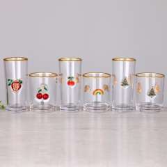 Ready to Ship Christmas Fruit Raised 3D Enamel Applique Motif Gold Rim Highball Cooler Double Old Fashioned Rocks Tumbler Glass,Wholesale Glassware & Custom Candle Jar Manufacturer | Ruixin Glass,Ready to Ship Christmas Fruit Raised 3D Enamel Applique Motif Gold Rim Highball Cooler Double Old Fashioned Rocks Tumbler Glass