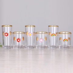 Ready to Ship Gold Rim 3D Enamel Raised Design Barware Cocktail Water Highball Drinking Glass Tumbler Cup for Gift,Wholesale Glassware & Custom Candle Jar Manufacturer | Ruixin Glass,Ready to Ship Gold Rim 3D Enamel Raised Design Barware Cocktail Water Highball Drinking Glass Tumbler Cup for Gift