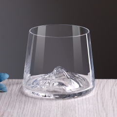 OEM ODM Custom Hand Blown Lead Free Crystal Borosilicate Glass Volcano Style Whiskey Rocks Glass with 3D Mountain Base,卸売ガラス製品＆カスタムキャンドルジャー製造メーカー | Ruixin Glass,OEM ODM Custom Hand Blown Lead Free Crystal Borosilicate Glass Volcano Style Whiskey Rocks Glass with 3D Mountain Base