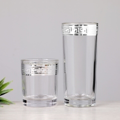 Luxury Silver Band Rim Greek Key Design Champagne Flute Brandy Highball Whiskey Wine Glass Drinkware Set Home Bar Barware,Wholesale Glassware & Custom Candle Jar Manufacturer | Ruixin Glass,Luxury Silver Band Rim Greek Key Design Champagne Flute Brandy Highball Whiskey Wine Glass Drinkware Set Home Bar Barware