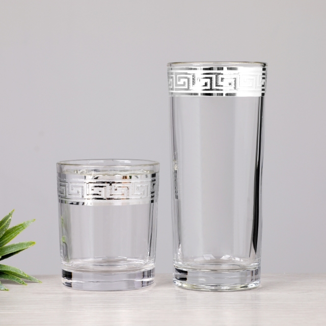 Luxury Silver Band Rim Greek Key Design Champagne Flute Brandy Highball Whiskey Wine Glass Drinkware Set Home Bar Barware,Wholesale Glassware & Custom Candle Jar Manufacturer | Ruixin Glass,Luxury Silver Band Rim Greek Key Design Champagne Flute Brandy Highball Whiskey Wine Glass Drinkware Set Home Bar Barware