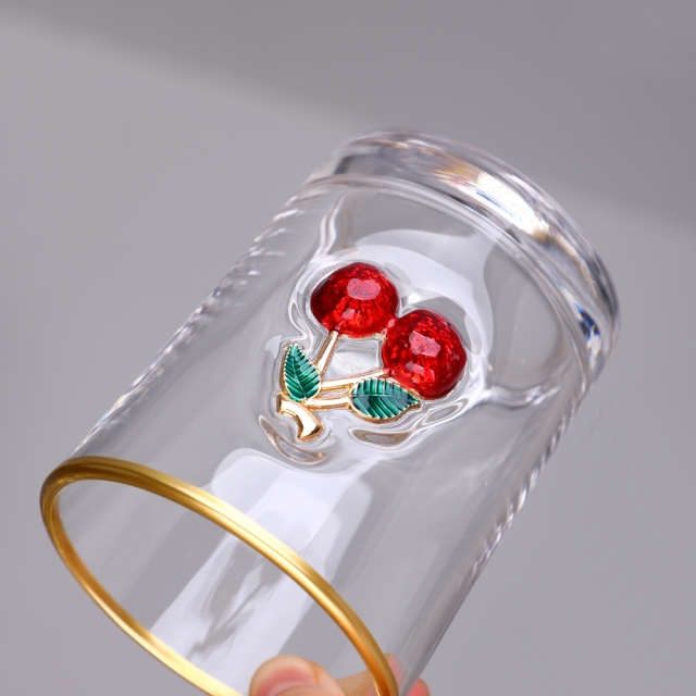 Ready to Ship Christmas Fruit Raised 3D Enamel Applique Motif Gold Rim Highball Cooler Double Old Fashioned Rocks Tumbler Glass,Wholesale Glassware & Custom Candle Jar Manufacturer | Ruixin Glass,Ready to Ship Christmas Fruit Raised 3D Enamel Applique Motif Gold Rim Highball Cooler Double Old Fashioned Rocks Tumbler Glass