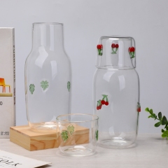 Icon Heat Cold Resistant Bedside Night Borosilicate Glass Juice Water Bottle Carafe En Verre Pitcher Jug Sets with Tumbler Cup,Grossiste en Verrerie & Fabricant de Bocaux à Bougies sur Mesure | Ruixin Glass,Icon Heat Cold Resistant Bedside Night Borosilicate Glass Juice Water Bottle Carafe En Verre Pitcher Jug Sets with Tumbler Cup