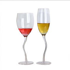 Luxury Fancy Irregular Stemmed Premium Sparkling Curved Stem Creative Crystal champagne Glasses Gift Wine Glass Set,도매 유리제품 및 맞춤형 캔들 자 제조업체 | Ruixin Glass,Luxury Fancy Irregular Stemmed Premium Sparkling Curved Stem Creative Crystal champagne Glasses Gift Wine Glass Set