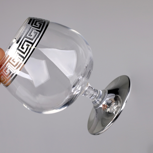 Luxury Silver Band Rim Greek Key Design Champagne Flute Brandy Highball Whiskey Wine Glass Drinkware Set Home Bar Barware,Wholesale Glassware & Custom Candle Jar Manufacturer | Ruixin Glass,Luxury Silver Band Rim Greek Key Design Champagne Flute Brandy Highball Whiskey Wine Glass Drinkware Set Home Bar Barware