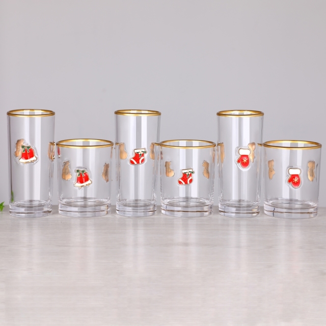 Ready to Ship Christmas Fruit Raised 3D Enamel Applique Motif Gold Rim Highball Cooler Double Old Fashioned Rocks Tumbler Glass,Wholesale Glassware & Custom Candle Jar Manufacturer | Ruixin Glass,Ready to Ship Christmas Fruit Raised 3D Enamel Applique Motif Gold Rim Highball Cooler Double Old Fashioned Rocks Tumbler Glass