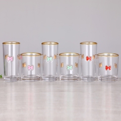 Ready to Ship Gold Rim 3D Enamel Raised Design Barware Cocktail Water Highball Drinking Glass Tumbler Cup for Gift,Wholesale Glassware & Custom Candle Jar Manufacturer | Ruixin Glass,Ready to Ship Gold Rim 3D Enamel Raised Design Barware Cocktail Water Highball Drinking Glass Tumbler Cup for Gift