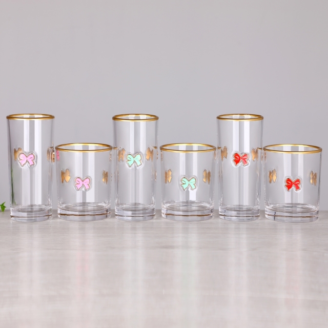 Ready to Ship Gold Rim 3D Enamel Raised Design Barware Cocktail Water Highball Drinking Glass Tumbler Cup for Gift,Wholesale Glassware & Custom Candle Jar Manufacturer | Ruixin Glass,Ready to Ship Gold Rim 3D Enamel Raised Design Barware Cocktail Water Highball Drinking Glass Tumbler Cup for Gift