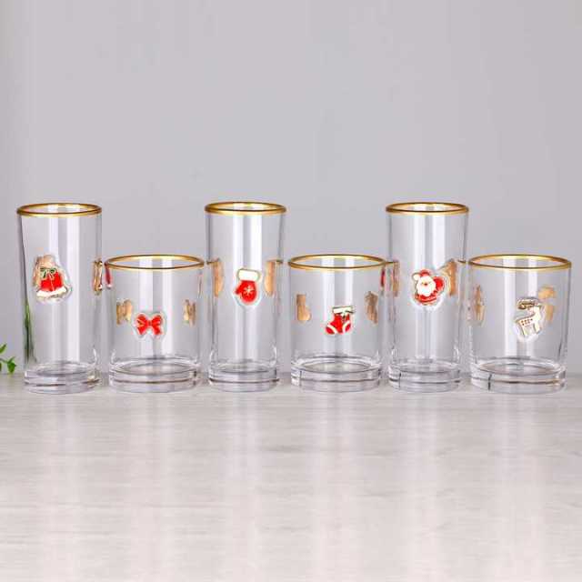 Ready to Ship Christmas Fruit Raised 3D Enamel Applique Motif Gold Rim Highball Cooler Double Old Fashioned Rocks Tumbler Glass,Wholesale Glassware & Custom Candle Jar Manufacturer | Ruixin Glass,Ready to Ship Christmas Fruit Raised 3D Enamel Applique Motif Gold Rim Highball Cooler Double Old Fashioned Rocks Tumbler Glass