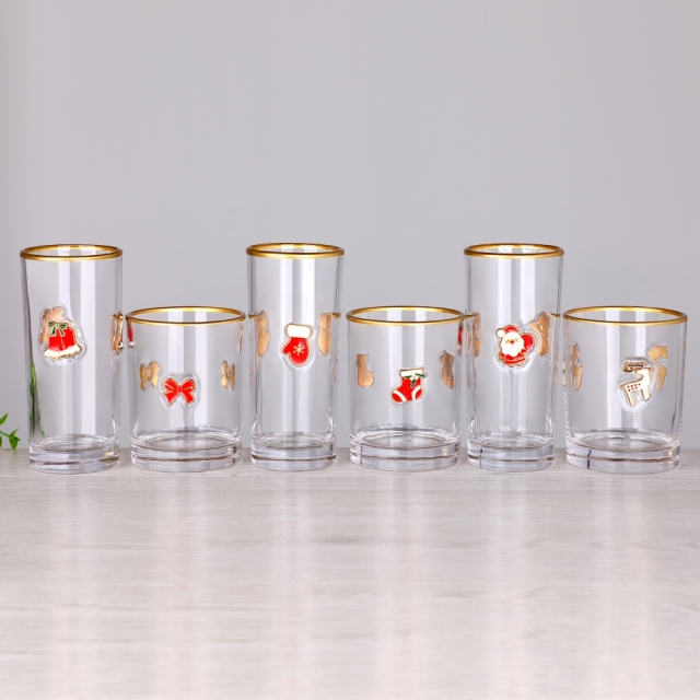 Ready to Ship Christmas Fruit Raised 3D Enamel Applique Motif Gold Rim Highball Cooler Double Old Fashioned Rocks Tumbler Glass,Wholesale Glassware & Custom Candle Jar Manufacturer | Ruixin Glass,Ready to Ship Christmas Fruit Raised 3D Enamel Applique Motif Gold Rim Highball Cooler Double Old Fashioned Rocks Tumbler Glass