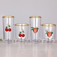 Ready to Ship Christmas Fruit Raised 3D Enamel Applique Motif Gold Rim Highball Cooler Double Old Fashioned Rocks Tumbler Glass,Wholesale Glassware & Custom Candle Jar Manufacturer | Ruixin Glass,Ready to Ship Christmas Fruit Raised 3D Enamel Applique Motif Gold Rim Highball Cooler Double Old Fashioned Rocks Tumbler Glass