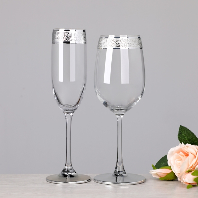 Silver Trim Platinum Rim Lead Free Crystal Champagne Flute Brandy Snifter Collins Old Fashioned Wine Glass Goblets Set,Großhandel Glaswaren & Hersteller von maßgefertigten Kerzengläsern | Ruixin Glass,Silver Trim Platinum Rim Lead Free Crystal Champagne Flute Brandy Snifter Collins Old Fashioned Wine Glass Goblets Set