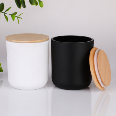 Wholesale 16oz Matte Colored Glass Candle Jars With Bamboo Lids Round Bottom Bulk Empty Luxury Candle Vessels Custom Logo,تجارة الجملة للأواني الزجاجية ومصنع جرار الشموع المخصصة | رويشين غلاس,Wholesale 16oz Matte Colored Glass Candle Jars With Bamboo Lids Round Bottom Bulk Empty Luxury Candle Vessels Custom Logo