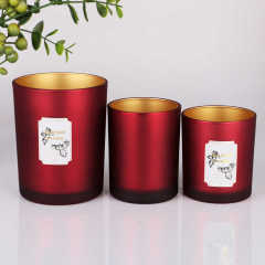 Wholesale Luxury Matte Red Glass Candle Jars Gold Inside Electroplated Custom Logo Private Label Empty Vessels Bulk,Grossiste en Verrerie & Fabricant de Bocaux à Bougies sur Mesure | Ruixin Glass,Wholesale Luxury Matte Red Glass Candle Jars Gold Inside Electroplated Custom Logo Private Label Empty Vessels Bulk