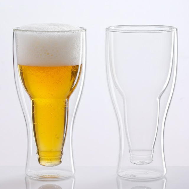 Custom Logo Double Wall Glass Cup Logo Print Custom Beer Glasses Supplier,卸売ガラス製品＆カスタムキャンドルジャー製造メーカー | Ruixin Glass,Custom Logo Double Wall Glass Cup Logo Print Custom Beer Glasses Supplier