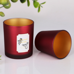 Wholesale Luxury Matte Red Glass Candle Jars Gold Inside Electroplated Custom Logo Private Label Empty Vessels Bulk,Grossiste en Verrerie & Fabricant de Bocaux à Bougies sur Mesure | Ruixin Glass,Wholesale Luxury Matte Red Glass Candle Jars Gold Inside Electroplated Custom Logo Private Label Empty Vessels Bulk