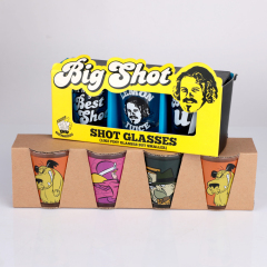 Wholesale Custom 1.5oz Shot Glass Set Retro Cartoon Elegant Print Tequila Vodka Cup Gift Box OEM Barware Bulk Factory,Оптовые поставки стеклянной посуды и производство индивидуальных свечных банок | Ruixin Glass,Wholesale Custom 1.5oz Shot Glass Set Retro Cartoon Elegant Print Tequila Vodka Cup Gift Box OEM Barware Bulk Factory