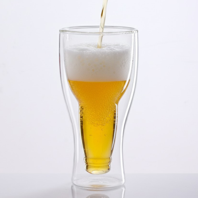 Custom Logo Double Wall Glass Cup Logo Print Custom Beer Glasses Supplier,卸売ガラス製品＆カスタムキャンドルジャー製造メーカー | Ruixin Glass,Custom Logo Double Wall Glass Cup Logo Print Custom Beer Glasses Supplier