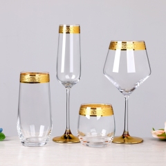 Luxury No Lead Crystal Art Deco Edge Gold Rimmed Glass champagne Flutes Wine Glasses Stemless,卸売ガラス製品＆カスタムキャンドルジャー製造メーカー | Ruixin Glass,Luxury No Lead Crystal Art Deco Edge Gold Rimmed Glass champagne Flutes Wine Glasses Stemless