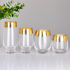 Wholesale Luxury Gold Rim Greek Key Glassware Set Custom Logo Highball Whiskey Stemless Wine Glass Cup for Hotel Wedding,卸売ガラス製品＆カスタムキャンドルジャー製造メーカー | Ruixin Glass,Wholesale Luxury Gold Rim Greek Key Glassware Set Custom Logo Highball Whiskey Stemless Wine Glass Cup for Hotel Wedding