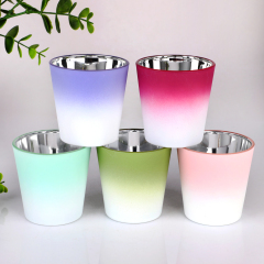 Wholesale Custom Gradient Matte Frosted Glass Candle Jar Electroplated Silver Inner Empty Vessel Luxury Candle Making,Wholesale Glassware & Custom Candle Jar Manufacturer | Ruixin Glass,Wholesale Custom Gradient Matte Frosted Glass Candle Jar Electroplated Silver Inner Empty Vessel Luxury Candle Making