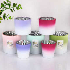 Wholesale Custom Gradient Matte Frosted Glass Candle Jar Electroplated Silver Inner Empty Vessel Luxury Candle Making,Wholesale Glassware & Custom Candle Jar Manufacturer | Ruixin Glass,Wholesale Custom Gradient Matte Frosted Glass Candle Jar Electroplated Silver Inner Empty Vessel Luxury Candle Making