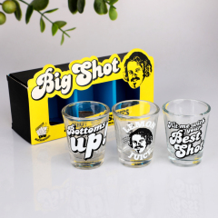 Wholesale Custom 1.5oz Shot Glass Set Retro Cartoon Elegant Print Tequila Vodka Cup Gift Box OEM Barware Bulk Factory,Оптовые поставки стеклянной посуды и производство индивидуальных свечных банок | Ruixin Glass,Wholesale Custom 1.5oz Shot Glass Set Retro Cartoon Elegant Print Tequila Vodka Cup Gift Box OEM Barware Bulk Factory