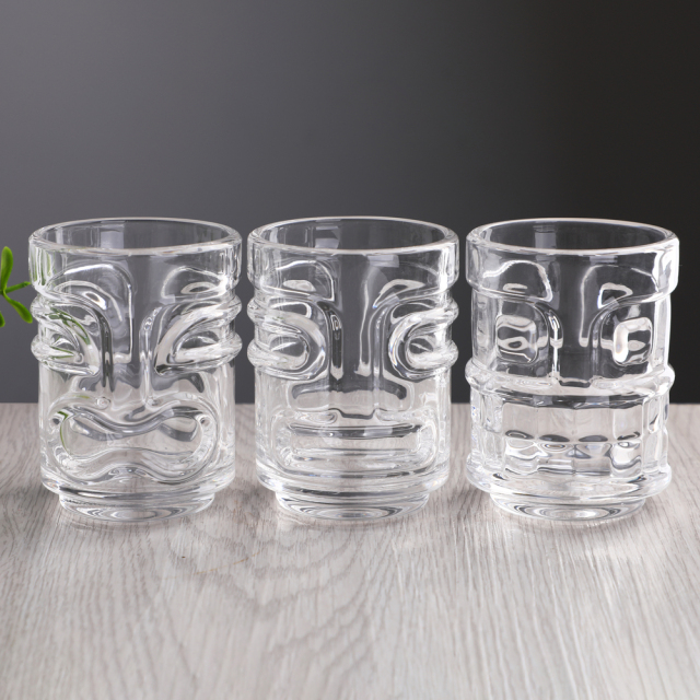 Wholesale Custom Logo 3oz Embossed Tiki Face Diamond Pattern Glass Candle Holder Votive Shot Glass Bulk Gift Box Set,Fabricante de Artigos de Vidro por Atacado & Frascos para Velas Personalizados | Ruixin Glass,Wholesale Custom Logo 3oz Embossed Tiki Face Diamond Pattern Glass Candle Holder Votive Shot Glass Bulk Gift Box Set
