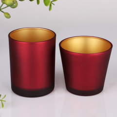 Wholesale Luxury Matte Red Glass Candle Jars Gold Inside Electroplated Custom Logo Private Label Empty Vessels Bulk,Grossiste en Verrerie & Fabricant de Bocaux à Bougies sur Mesure | Ruixin Glass,Wholesale Luxury Matte Red Glass Candle Jars Gold Inside Electroplated Custom Logo Private Label Empty Vessels Bulk