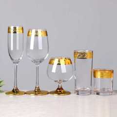 Heavy Bottom Greek Key Gold Rim Champagne Flutes Brandy Snifters Highball Rocks Whiskey Red Wine Drinking Glass,Fabricante de Artigos de Vidro por Atacado & Frascos para Velas Personalizados | Ruixin Glass,Heavy Bottom Greek Key Gold Rim Champagne Flutes Brandy Snifters Highball Rocks Whiskey Red Wine Drinking Glass