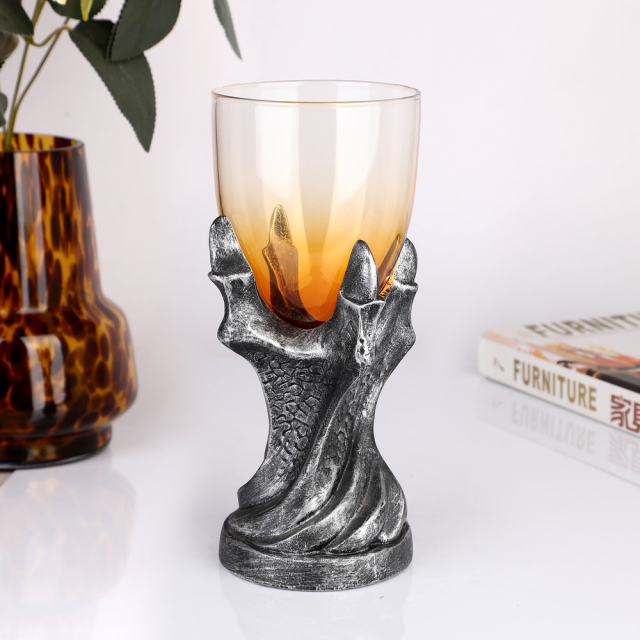 Wholesale Custom Medieval Dragon Claw Goblet Retro Resin Base Amber Glass Cup Fantasy Gift Box Set Viking Wine Chalice,Оптовые поставки стеклянной посуды и производство индивидуальных свечных банок | Ruixin Glass,Wholesale Custom Medieval Dragon Claw Goblet Retro Resin Base Amber Glass Cup Fantasy Gift Box Set Viking Wine Chalice