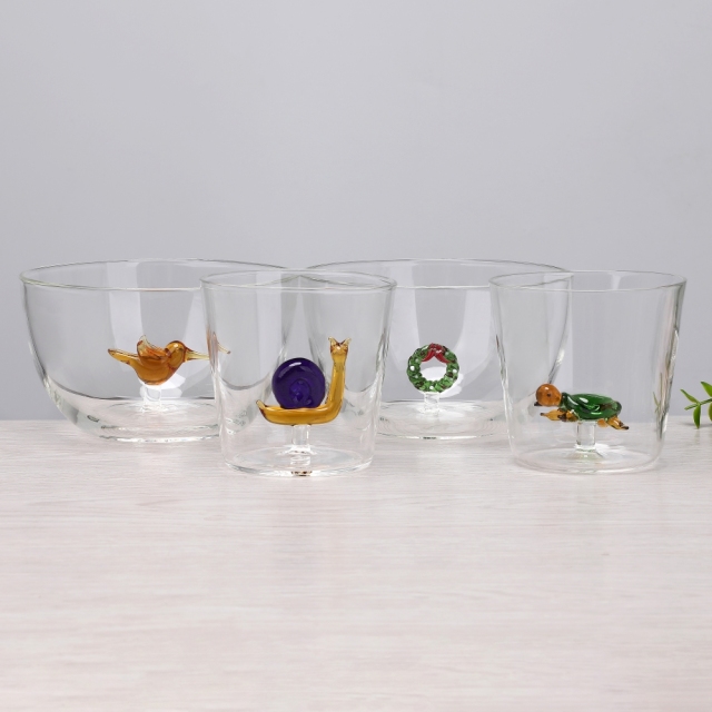 OEM 300ml 500ml Custom Christmas Gift Hand Blown Borosilicate 3D Drinking Glass Cup with Turtle Cute Animal Figurine Inside,卸売ガラス製品＆カスタムキャンドルジャー製造メーカー | Ruixin Glass,OEM 300ml 500ml Custom Christmas Gift Hand Blown Borosilicate 3D Drinking Glass Cup with Turtle Cute Animal Figurine Inside
