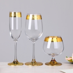 Heavy Bottom Greek Key Gold Rim Champagne Flutes Brandy Snifters Highball Rocks Whiskey Red Wine Drinking Glass,Fabricante de Artigos de Vidro por Atacado & Frascos para Velas Personalizados | Ruixin Glass,Heavy Bottom Greek Key Gold Rim Champagne Flutes Brandy Snifters Highball Rocks Whiskey Red Wine Drinking Glass