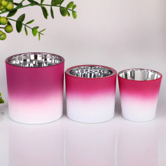 Wholesale Custom Gradient Matte Frosted Glass Candle Jar Electroplated Silver Inner Empty Vessel Luxury Candle Making,Wholesale Glassware & Custom Candle Jar Manufacturer | Ruixin Glass,Wholesale Custom Gradient Matte Frosted Glass Candle Jar Electroplated Silver Inner Empty Vessel Luxury Candle Making