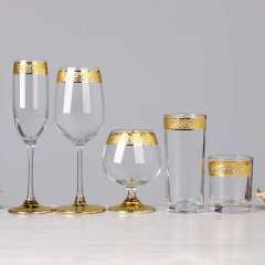 Vintage Crystal Etched Gold Rimmed Pattern champagne Flutes Cognac Cooler Cocktail Wine Glasses with Thick Gold Band Bottom,Оптовые поставки стеклянной посуды и производство индивидуальных свечных банок | Ruixin Glass,Vintage Crystal Etched Gold Rimmed Pattern champagne Flutes Cognac Cooler Cocktail Wine Glasses with Thick Gold Band Bottom