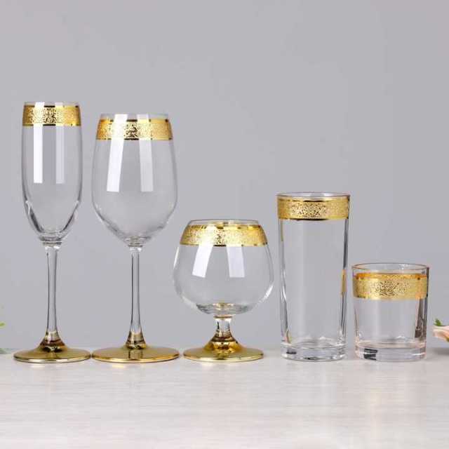 Vintage Crystal Etched Gold Rimmed Pattern champagne Flutes Cognac Cooler Cocktail Wine Glasses with Thick Gold Band Bottom,Оптовые поставки стеклянной посуды и производство индивидуальных свечных банок | Ruixin Glass,Vintage Crystal Etched Gold Rimmed Pattern champagne Flutes Cognac Cooler Cocktail Wine Glasses with Thick Gold Band Bottom