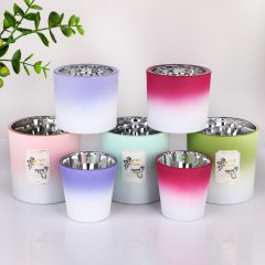 Wholesale Custom Gradient Matte Frosted Glass Candle Jar Electroplated Silver Inner Empty Vessel Luxury Candle Making,Wholesale Glassware & Custom Candle Jar Manufacturer | Ruixin Glass,Wholesale Custom Gradient Matte Frosted Glass Candle Jar Electroplated Silver Inner Empty Vessel Luxury Candle Making