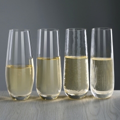Custom Logo Unique Wedding bar Modern Ribbed Hammered Lead Free Crystal Stemless Prosecco Glassware Champagne Flutes Glasses,卸売ガラス製品＆カスタムキャンドルジャー製造メーカー | Ruixin Glass,Custom Logo Unique Wedding bar Modern Ribbed Hammered Lead Free Crystal Stemless Prosecco Glassware Champagne Flutes Glasses