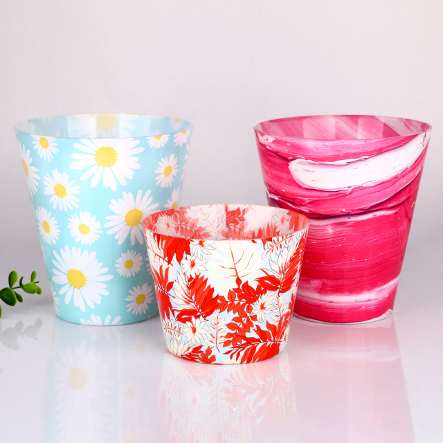 Wholesale Custom Pattern Printed Glass Candle Holder Set Daisy Heart Leaf Design Large Planter Vase Bulk OEM Logo 1430ml,Оптовые поставки стеклянной посуды и производство индивидуальных свечных банок | Ruixin Glass,Wholesale Custom Pattern Printed Glass Candle Holder Set Daisy Heart Leaf Design Large Planter Vase Bulk OEM Logo 1430ml