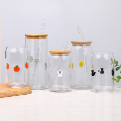 Wholesale Custom 3D Embossed Halloween Pumpkin Ghost Glass Beer Can Cup With Bamboo Lid Straw Set Bulk Logo Iced Coffee,تجارة الجملة للأواني الزجاجية ومصنع جرار الشموع المخصصة | رويشين غلاس,Wholesale Custom 3D Embossed Halloween Pumpkin Ghost Glass Beer Can Cup With Bamboo Lid Straw Set Bulk Logo Iced Coffee